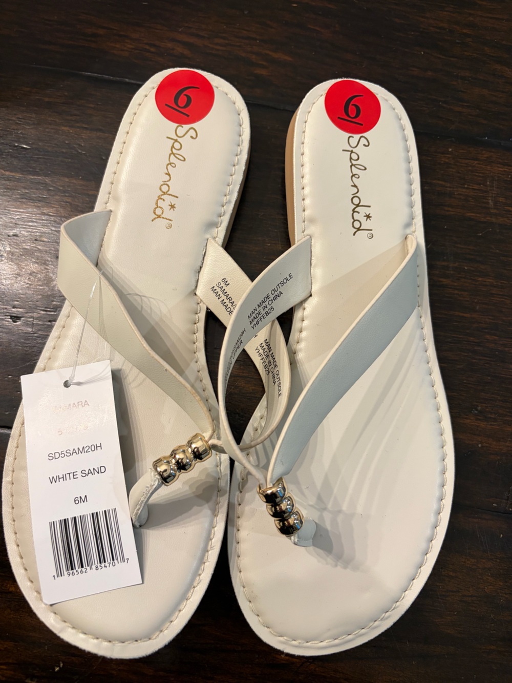 NWT ✨ Splendid Samara White Sand Beaded Thong Sandals - size 6